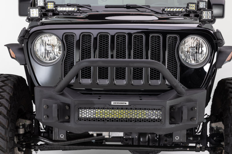 Go Rhino 07-20 Jeep Wrangler JL/JLU/JK/JKU/Gladiator JT Rockline Front Stubby Bumper w/ Overrider - GTR Auto