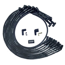 Load image into Gallery viewer, Moroso SBC Under Header 135 Deg Plug End HEI Sleeved Ultra Spark Plug Wire Set - Black