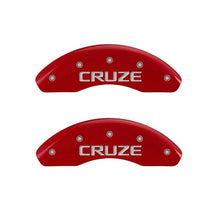 Load image into Gallery viewer, MGP Front set 2 Caliper Covers Engraved Front Cruze Red finish silver ch