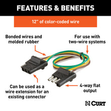 Load image into Gallery viewer, Curt 4-Way Flat Connector Plug &amp; Socket w/12in Wires (Packaged)