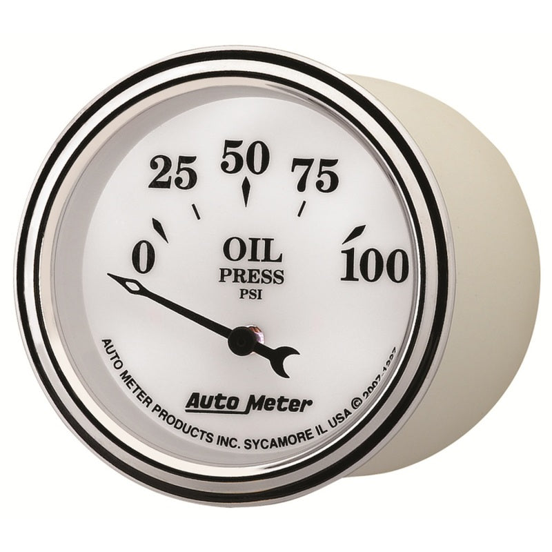 AutoMeter Gauge Oil Press 2-1/16in. 100PSI Elec Old Tyme White II