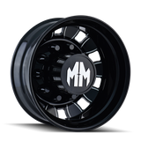 Mayhem 8180 BigRig 22.5x8.25/10x285.75 BP/169mm Offset/220.1mm Hub Rear Black w/ Milled Spokes Wheel