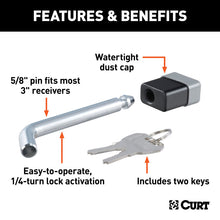 Load image into Gallery viewer, Curt 5/8in Hitch Lock (2in 2-1/2in or 3in Receiver Deadbolt Chrome)