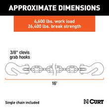 Load image into Gallery viewer, Curt 16ft Transport Binder Safety Chain w/2 Clevis Hooks (26400lbs Yellow Zinc)