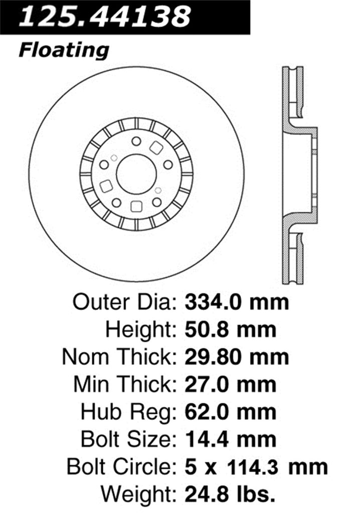 StopTech 06-07 Lexus GS430/07-09 GS450H/08 GS460 / 06-10 IS350 Cryo Front Left High-Carbon Rotor