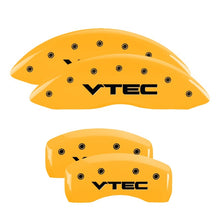 Load image into Gallery viewer, MGP 4 Caliper Covers Engraved Front &amp; Rear Vtech Yellow finish black ch