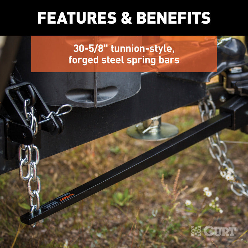 Curt Deep Drop Trunnion Bar Weight Distribution Hitch (8,000 - 10,000 LBS, 30-5/8in Bars)