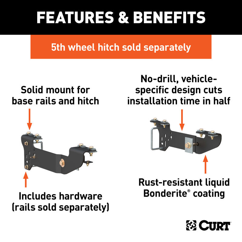 Curt 16-18 Chevrolet Silverado 1500 Custom 5th Wheel Brackets