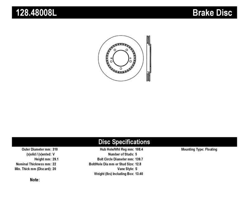 StopTech Drilled Sport Brake Rotor