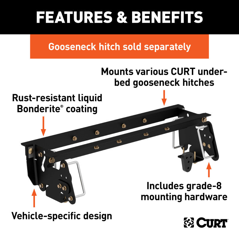 Curt 03-10 Dodge Ram 3500 Double Lock EZr Gooseneck Installation Brackets