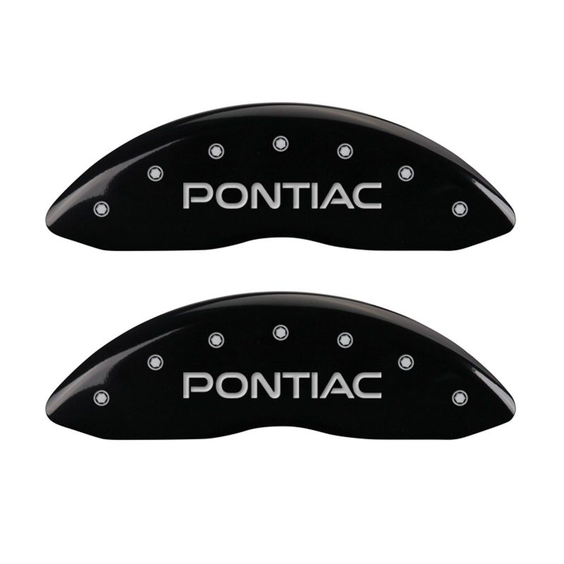 MGP 4 Caliper Covers Engraved Front Pontiac Engraved Rear G8 Black finish silver ch