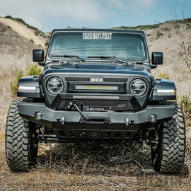 Westin 18-20 Jeep Wrangler WJ2 Full Width Front Bumper w/LED Light Bar Mount Textured Black - GTR Auto