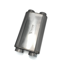 Load image into Gallery viewer, Ticon Industries 17in OAL 3.0in Dual In/Out Thin Oval Titanium Muffler - Matte
