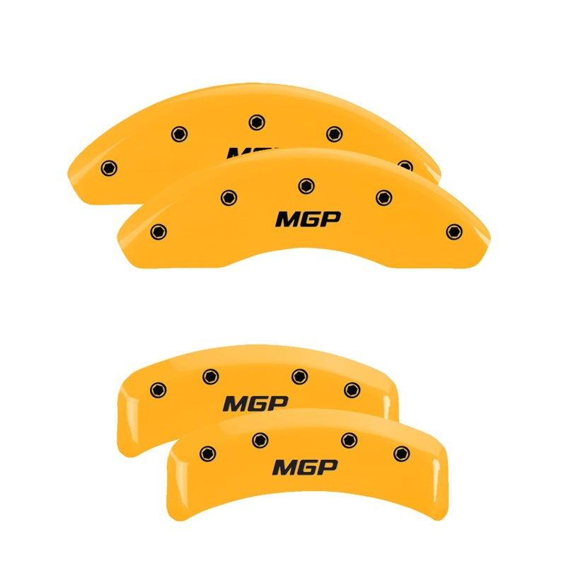 MGP 4 Caliper Covers Engraved Front & Rear MGP Yellow Finish Black Char 2010 Hyundai Sonata