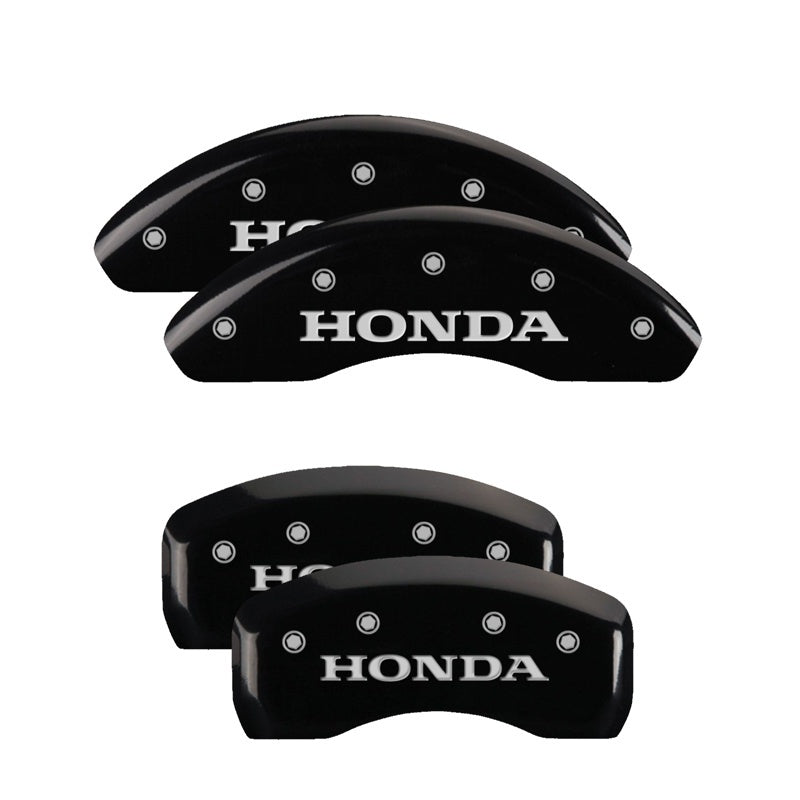 MGP 4 Caliper Covers Engraved Front & Rear MGP Black Power Coat Finish Silver Characters - Honda