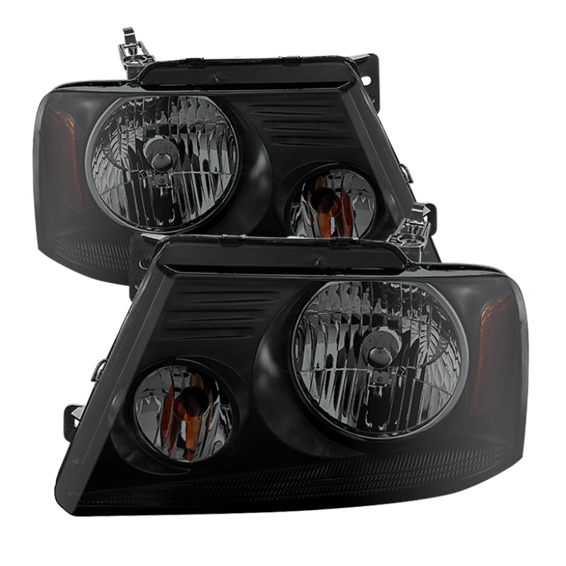 xTune Ford F150 04-08 Amber Crystal Headlights Black Smoked HD-JH-FF15004-AM-BSM