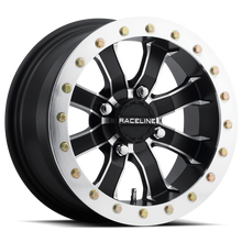 Load image into Gallery viewer, Raceline A71 Mamba 12x7in/4x137 BP/10mm Offset/110.18mm Bore - Black &amp; Machined Ring Beadlock Wheel