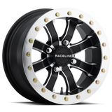 Raceline A71 Mamba 12x7in/4x137 BP/10mm Offset/110.18mm Bore - Black & Machined Ring Beadlock Wheel