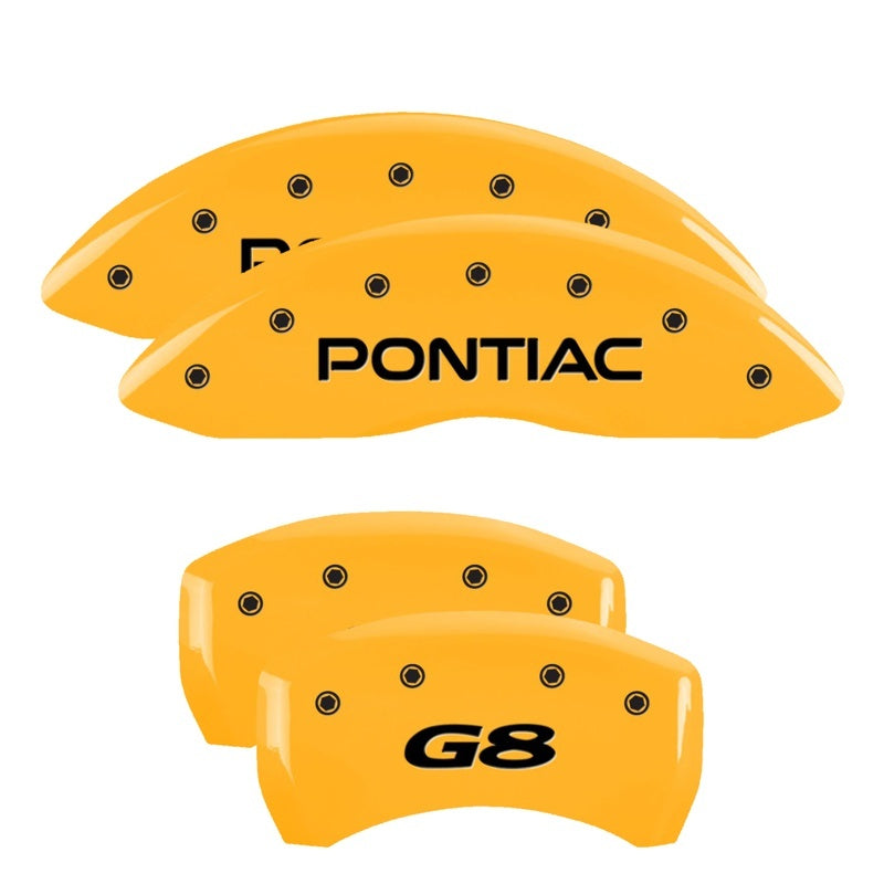 MGP 4 Caliper Covers Engraved Front Pontiac Rear G8 Yellow Finish Black Char 2008 Pontiac G8