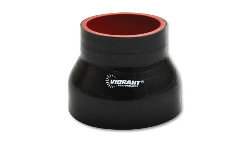 Vibrant 4 Ply Reinforced Silicone Transition Connector - 3.25in I.D. x 4in I.D. x 3in long (BLACK)