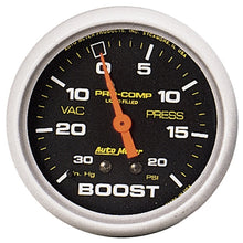 Load image into Gallery viewer, Autometer Pro-Comp 30 In Hg/20 PSI Liquid Filled Mechanical Boost Gauge