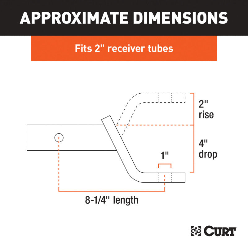 Curt Class 3 Ball Mount (2in Shank 7500lbs 4in Drop 8-1/4in Long)