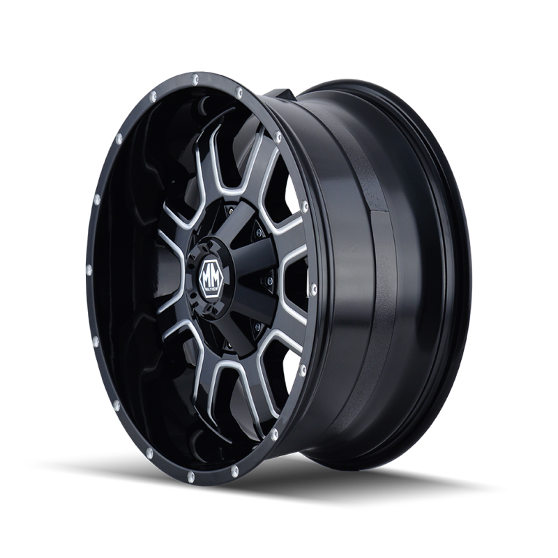 Mayhem 8103 Fierce 18x9 / 8x180 BP / 18mm Offset / 124.1mm Hub Black w/ Milled Spokes Wheel