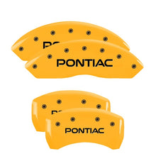 Load image into Gallery viewer, MGP 4 Caliper Covers Engraved Front &amp; Rear Pontiac Yellow Finish Black Char 2002 Pontiac Grand Prix