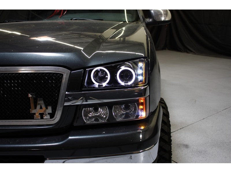 Spyder Chevy Silverado 1500 03-06 Projector LED Halo LED Amber Reflector Blk PRO-YD-CS03-AM-BK