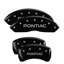 Load image into Gallery viewer, MGP 4 Caliper Covers Engraved Front &amp; Rear Pontiac Black Finish Silver Char 2007 Pontiac Solstice