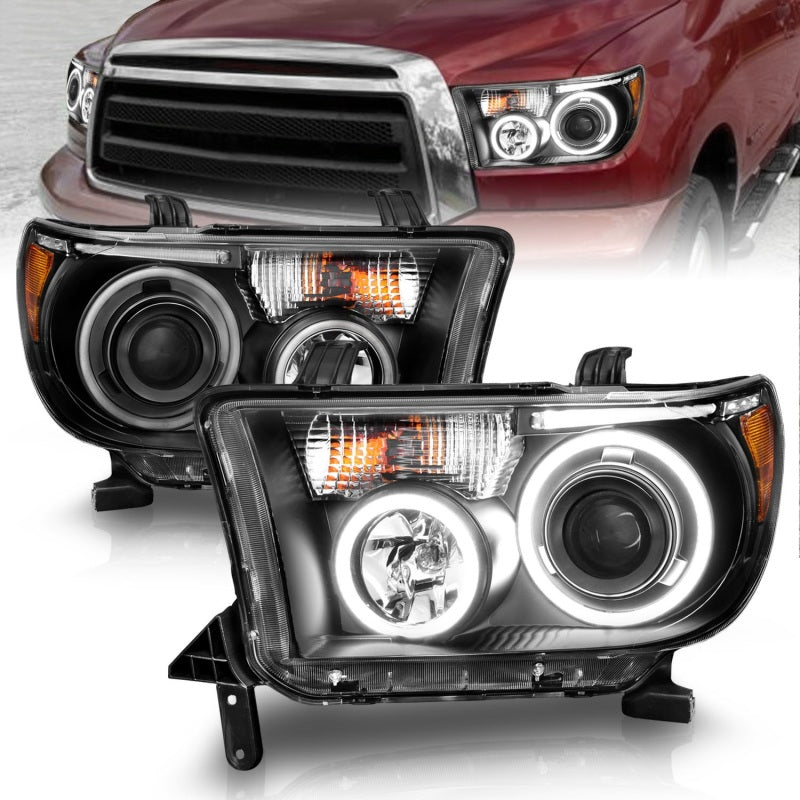 ANZO 2007-2013 Toyota Tundra Projector Headlights w/ Halo Black (CCFL)