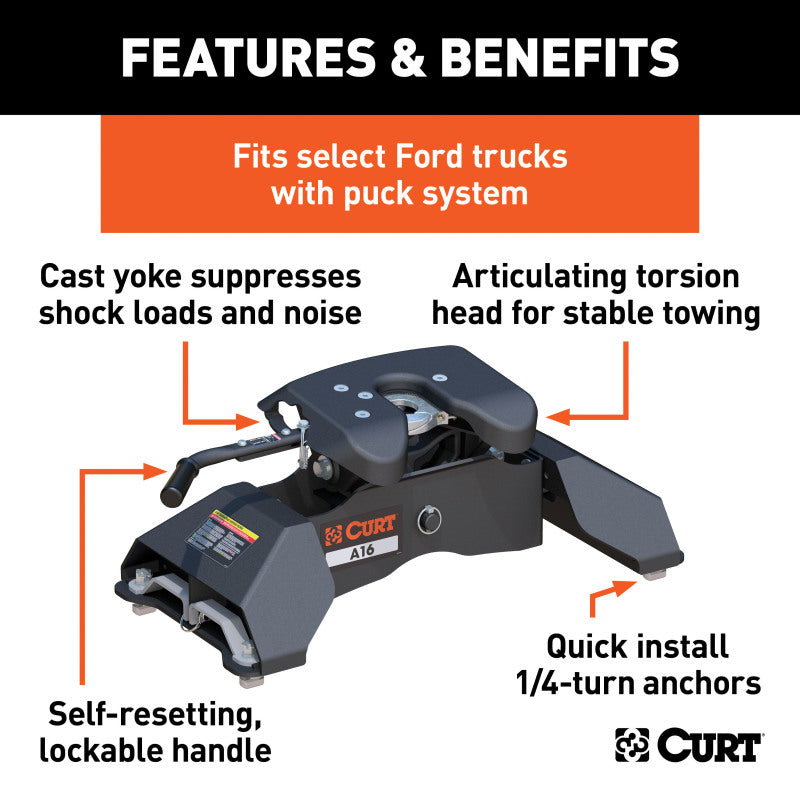 Curt A16 5th Wheel Hitch w/Ford Puck System Legs