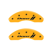 Load image into Gallery viewer, MGP 4 Caliper Covers Engraved Front &amp; Rear With stripes/Dart Yellow finish black ch