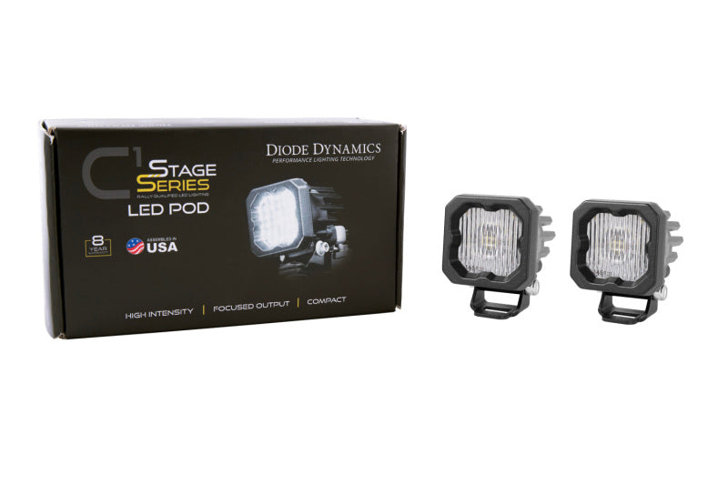 Diode Dynamics Stage Series C1 LED Pod - White SAE Fog Standard ABL (Pair)