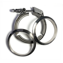 Load image into Gallery viewer, Ticon Industries 2.5in Titanium V-Band Clamp Assembly (1 Female Flange/1 Male Flange/1 Clamp)