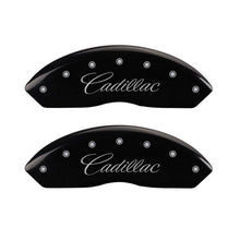 Load image into Gallery viewer, MGP 4 Caliper Covers Engraved Front Cursive/Cadillac Engraved Rear XLR Black finish silver ch