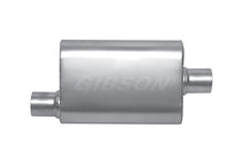 Load image into Gallery viewer, Gibson MWA Superflow Offset/Center Oval Muffler - 4x9x14in/2.25in Inlet/2.25in Outlet - Stainless