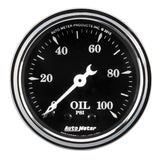 Auto Meter Gauge Oil Press 2 1/16in 100psi Mech Old Tyme Black