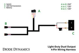 Diode Dynamics Light Duty Dual Output 3-way 4-pin Wiring Harness