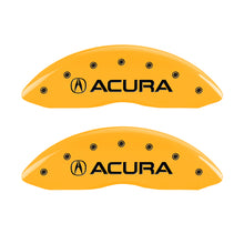 Load image into Gallery viewer, MGP 4 Caliper Covers Engraved Front &amp; Rear Acura Yellow finish black ch