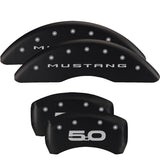 MGP 4 Caliper Covers Engraved Front 2015/Mustang Engraved Rear 2015/37 Black finish silver ch