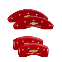 Load image into Gallery viewer, MGP 4 Caliper Covers Engraved Front &amp; Rear Impala Red finish silver ch