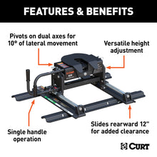 Load image into Gallery viewer, Curt E16 5th Wheel Hitch w/Roller &amp; Rails