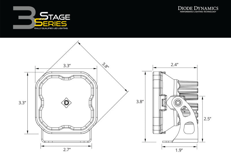 Diode Dynamics SS3 Max ABL - Yellow SAE Fog Standard (Pair)