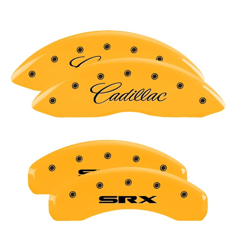 MGP 4 Caliper Covers Engraved Front Cadillac Rear SRX Yellow Finish Black Char 2010 Cadillac SRX