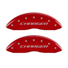 Load image into Gallery viewer, MGP 4 Caliper Covers Engraved Front &amp; Rear Block/Charger Red finish silver ch