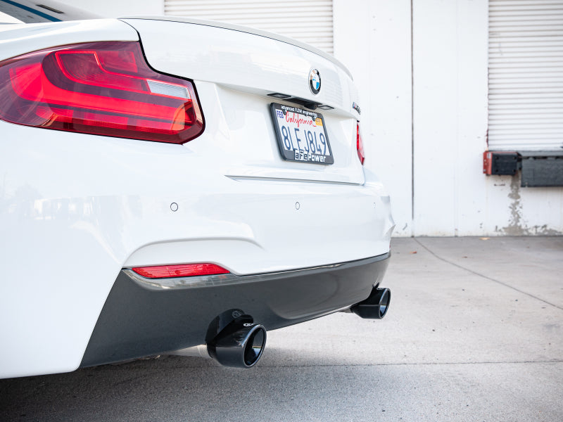 aFe MACH ForceXP 3IN to 2.5IN 304SS Cat-Back Exhaust System w/ Black Tips 14-16 BMW M235i (F22/23)