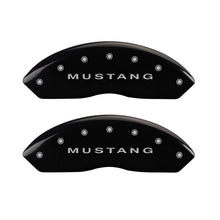 Load image into Gallery viewer, MGP 4 Caliper Covers Engraved Front Mustang Engraved Rear S197/Bar &amp; Pony Black finish silver ch