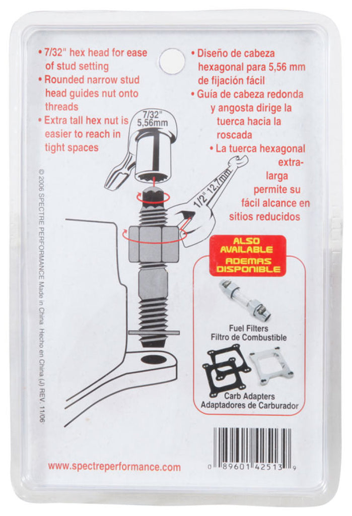 Spectre Carburetor Stud Kit w/Hardware 1-1/2in.