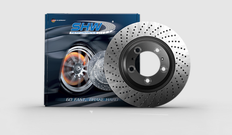 SHW 02-05 Porsche 911 GT2 3.6L w/Cast Steel Disc Right Front Drilled-Dimpled Monobloc Brake Rotor